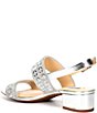 Color:Silver - Image 3 - CalinaTwo Metallic Rhinestone Block Heel Sandals