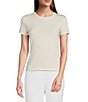 Color:Ivory - Image 1 - Ellen Crew Neck Short Sleeve Coordinating Jersey Knit Shirt