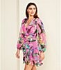 Color:Fandango - Image 4 - Laurel Floral Long Sleeve Surplice V-Neck A-Line Dress