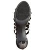 Color:Black - Image 6 - Lillie Leather Rhinestone Strappy Platform Dress Sandals
