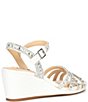 Color:White - Image 2 - MakiraTwo Rhinestone Wedge Dress Sandals