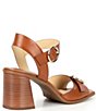 Color:Sweet Caramel - Image 2 - Quinna Leather Double Buckle Detail Block Heel Sandals