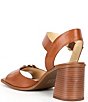 Color:Sweet Caramel - Image 3 - Quinna Leather Double Buckle Detail Block Heel Sandals