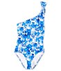 Color:Blue - Image 3 - Signature Sculpt Romantic Rose Bow One Shoulder One Piece Swimsuit