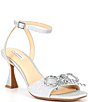 Color:Silver - Image 1 - Wylie Shimmer Jeweled Bow Dress Sandals