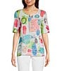Color:Blo Multi - Image 1 - Abstract Print Knit Scoop Neck Elbow Sleeve Tunic
