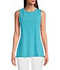Color:Turquoise - Image 1 - Crepe Luxe Sleeveless Round Neck Tank