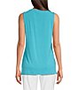Color:Turquoise - Image 2 - Crepe Luxe Sleeveless Round Neck Tank