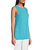 Color:Turquoise - Image 3 - Crepe Luxe Sleeveless Round Neck Tank
