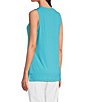 Color:Turquoise - Image 4 - Crepe Luxe Sleeveless Round Neck Tank