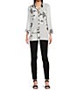 Color:Black/White - Image 3 - Mixed-Media Stripe & Abstract Wire Collar 3/4 Sleeve Button-Front Tunic