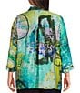 Color:Abstract Multi - Image 2 - Plus Size Abstract Print Point Collar 3/4 Sleeve Button-Front Tunic