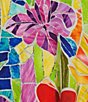 Color:Tile Multiple - Image 5 - Plus Size Knit Floral Abstract Tile Print Scoop Neck 3/4 Sleeve Side Slit Tunic