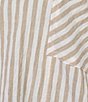 Color:Khaki Stripe - Image 4 - Plus Size Tarn-Dye Stripe Woven Point Collar 3/4 Sleeve Shirttail Hem Button-Front Tunic
