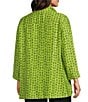 Color:Soft Lime - Image 2 - Plus Size Woven Wire Collar 3/4 Sleeve Button-Front Tunic