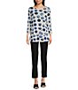 Color:Dot Multiple - Image 5 - Printed Knit Round Neck 3/4 Sleeve Patch Pocket Tunic