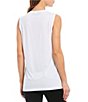 Color:White - Image 2 - Crepe Luxe Sleeveless Round Neck Tank