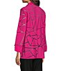Color:Bright Pink - Image 4 - Woven Burnout Wire Collar 3/4 Sleeves Button-Front Tunic