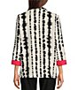 Color:Black White - Image 2 - Woven Pop Over Point Collar Cuffed 3/4 Sleeve Button Placket Printed Tunic