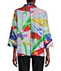 Color:Abstract Multi - Image 2 - Woven Printed Collared 3/4 Sleeve Reversible Jacket