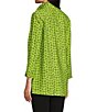 Color:Soft Lime - Image 4 - Woven Wire Collar 3/4 Sleeve Button-Front Printed Tunic