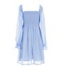 Color:Sky Blue - Image 2 - Big Girls 7-16 Long-Sleeve Smocked Square-Neck Tiered Dress