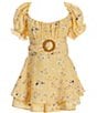 Color:Yellow/Blue - Image 1 - Big Girls 7-16 Short-Sleeve Floral-Printed Romper