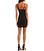 Color:Black - Image 2 - Faux Feather Trim Mini Dress