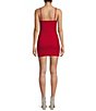 Color:Red - Image 2 - Faux Feather Trim Mini Dress