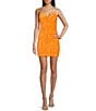 Color:Neon Orange - Image 1 - Sequin Drape Neck Pull-On Dress