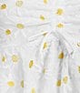 Color:White/Yellow - Image 3 - Short Sleeve Chinched Sweetheart Neck Embroidered Daisy Dress