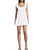 Color:White - Image 1 - Short Sleeve Smocked Empire Tiered Mini Dress
