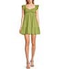 Color:Chartreuse - Image 1 - Short Sleeve Smocked Empire Tiered Mini Dress