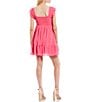 Color:Hot Pink - Image 2 - Short Sleeve Smocked Empire Tiered Mini Dress