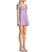 Color:Lavender - Image 3 - Short Sleeve V-Neck Organza Clip Dot Dress
