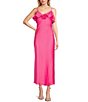 Color:Fuchsia - Image 1 - Sleeveless Ruffled V-Neck Rosette Dress