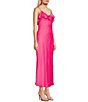 Color:Fuchsia - Image 3 - Sleeveless Ruffled V-Neck Rosette Dress