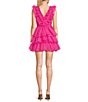 Color:Pink - Image 2 - V-Neck Ruffle Tiered Tulle Fit & Flare Dress