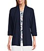 Color:True Navy - Image 1 - 3/4 Sleeve Open Front Patch Pocket Cardigan
