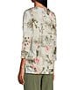Color:Country Garden - Image 4 - Embellished Country Garden Print 3/4 Sleeve Crew Neck Knit Top