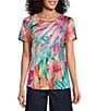 Color:Parrot Tropical - Image 1 - Parrot Tropical Print Short Sleeve Crew Neck Art Tee Shirt