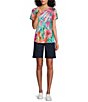 Color:Parrot Tropical - Image 3 - Parrot Tropical Print Short Sleeve Crew Neck Art Tee Shirt