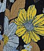 Color:Daisy Power - Image 6 - Petite Size Floral Print Tie 3/4 Sleeve Y-Neck Button Front Top
