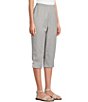 Color:Soft Grey Heather - Image 4 - Petite Size Pull-On Microfiber Twill Straight Leg Capris