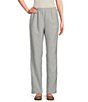 Color:Pearl Grey - Image 1 - Petite Size Textured Straight Leg Pull-On Pants