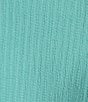 Color:Aquarelle - Image 4 - Plus Size 3/4 Sleeve Keyhole Neck Asymmetric Hem Crinkle Knit Top