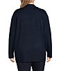 Color:True Navy - Image 2 - Plus Size Long Sleeve Open Front Patch Pocket Cardigan