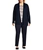 Color:True Navy - Image 3 - Plus Size Long Sleeve Open Front Patch Pocket Cardigan