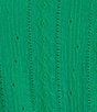 Color:Bright Jade - Image 4 - Plus Size Short Sleeve Keyhole Neck Diamond Eyelet Side Tie Front Knit Top
