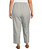 Color:Pearl Grey - Image 2 - Plus Size Textured Straight Leg Pull-On Pants
